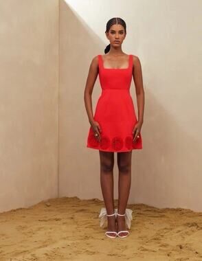 Elexiay Kogi Crochet Embellished A-Line Minidress red Size L NWT READ